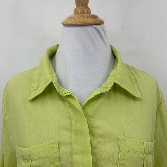 Dylan Anthropologie Button Shirt Womens M Medium Zucchini Tab Sleeve Pockets Top - Picture 11 of 16